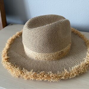 Stylish Tan Straw Hat with Fringe